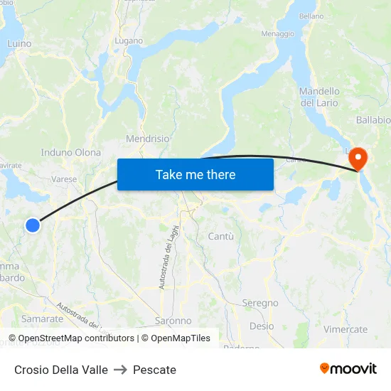 Crosio Della Valle to Pescate map