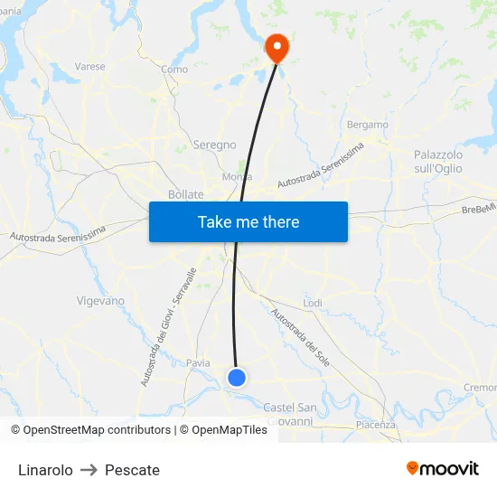 Linarolo to Pescate map