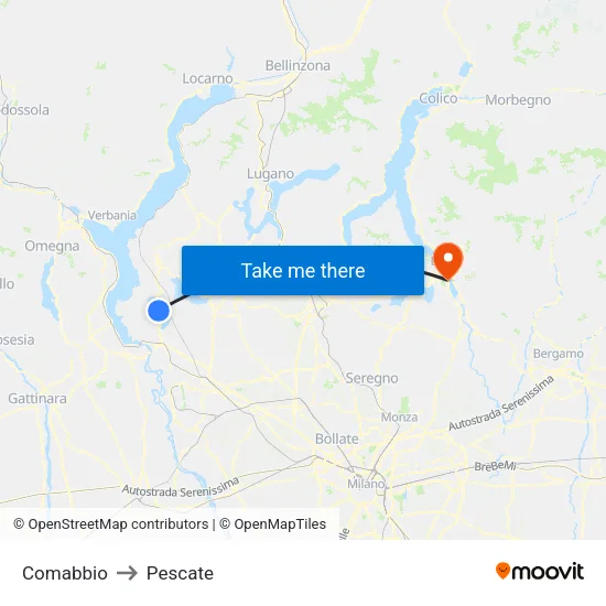 Comabbio to Pescate map
