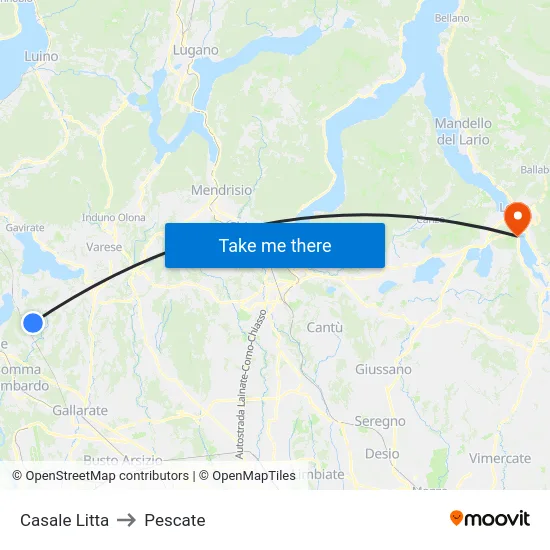 Casale Litta to Pescate map