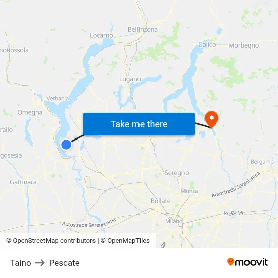 Taino to Pescate map