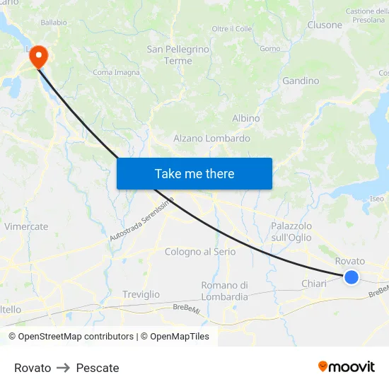 Rovato to Pescate map