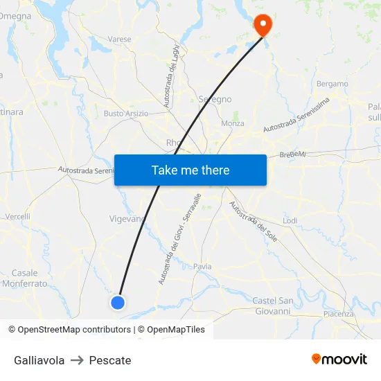 Galliavola to Pescate map