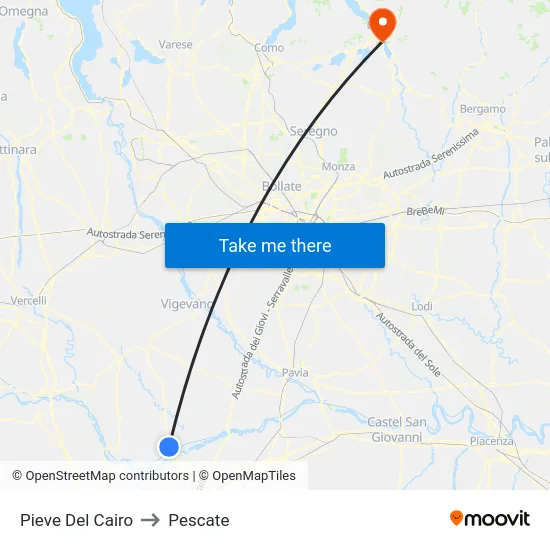 Pieve Del Cairo to Pescate map