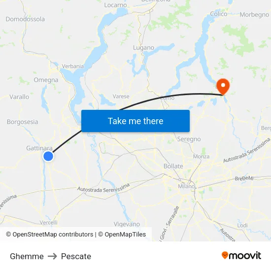 Ghemme to Pescate map