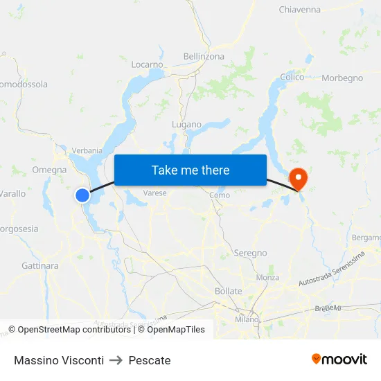 Massino Visconti to Pescate map
