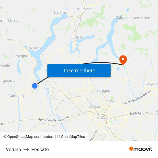 Veruno to Pescate map