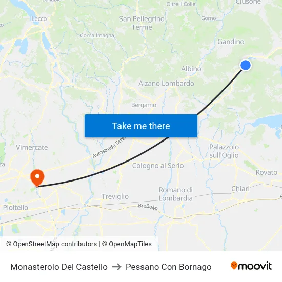 Monasterolo del Castello to Pessano Con Bornago map