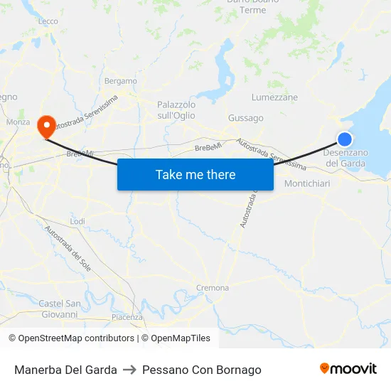 Manerba Del Garda to Pessano Con Bornago map