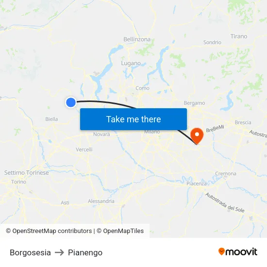 Borgosesia to Pianengo map
