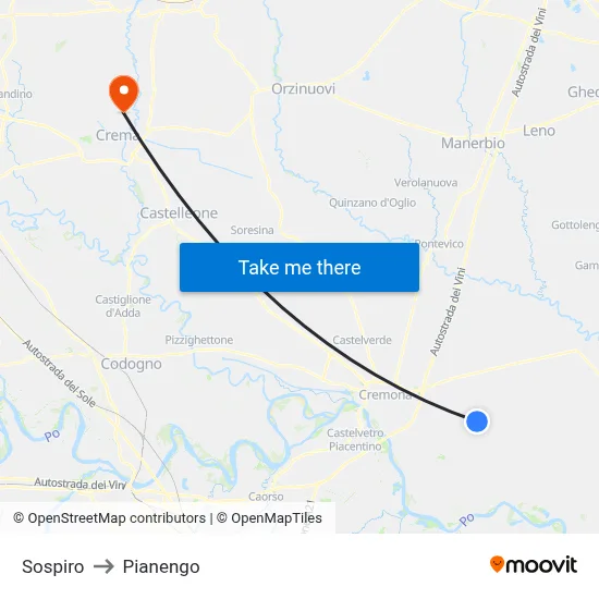 Sospiro to Pianengo map