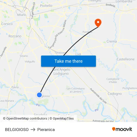 Belgioioso to Pieranica map