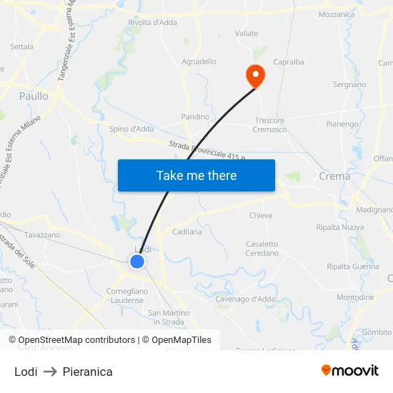 Lodi to Pieranica map