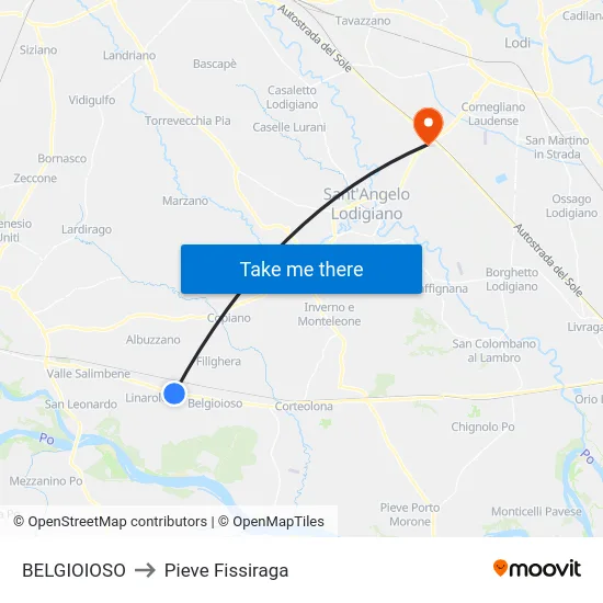 BELGIOIOSO to Pieve Fissiraga map