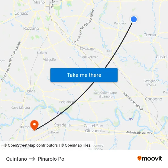Quintano to Pinarolo Po map