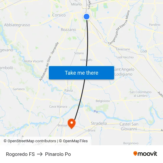 Rogoredo FS to Pinarolo Po map