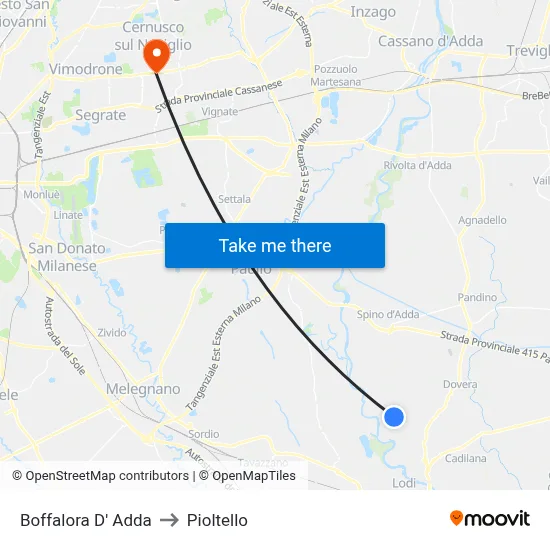 Boffalora D'Adda to Pioltello map