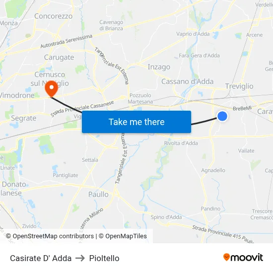 Casirate D' Adda to Pioltello map