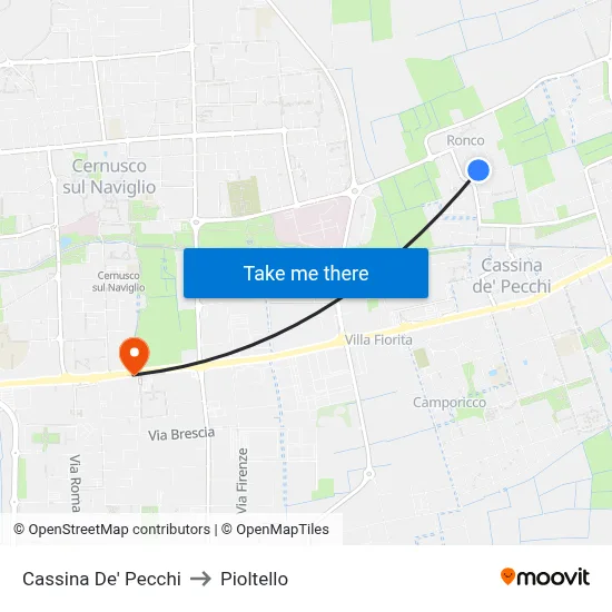 Cassina De' Pecchi to Pioltello map