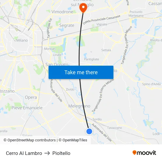 Cerro Al Lambro to Pioltello map