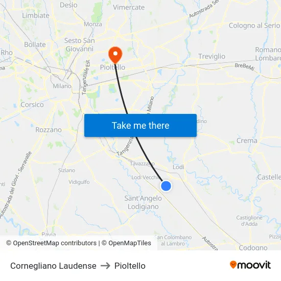 Cornegliano Laudense to Pioltello map