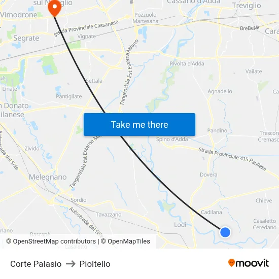 Corte Palasio to Pioltello map
