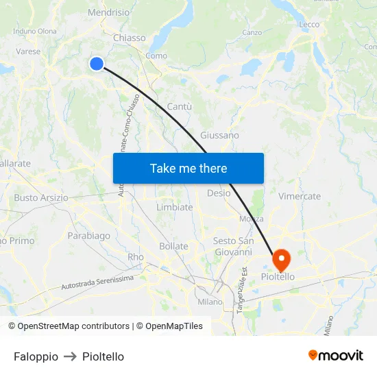 Faloppio to Pioltello map
