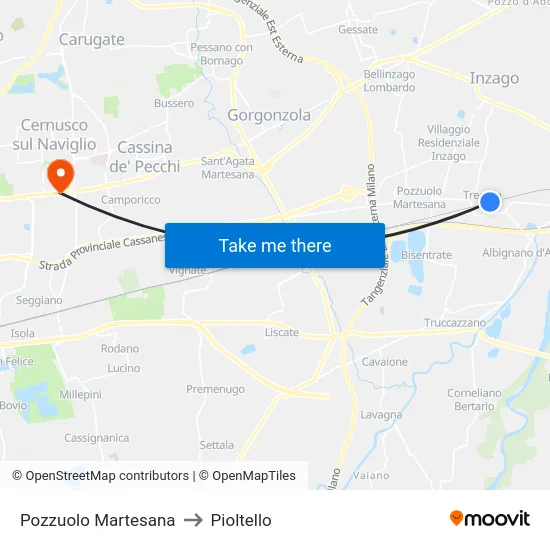 Pozzuolo Martesana to Pioltello map