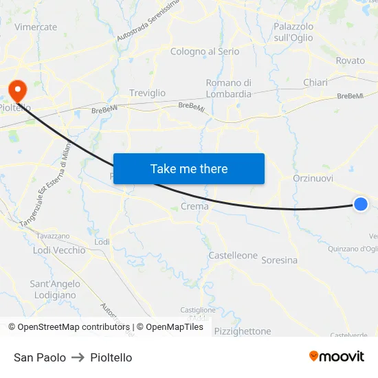 San Paolo to Pioltello map