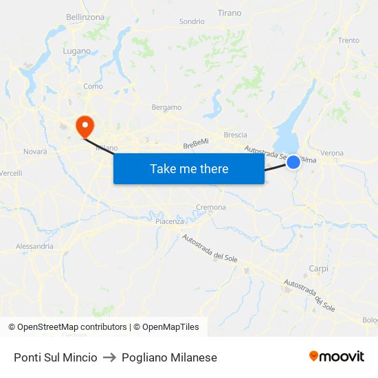 Ponti Sul Mincio to Pogliano Milanese map