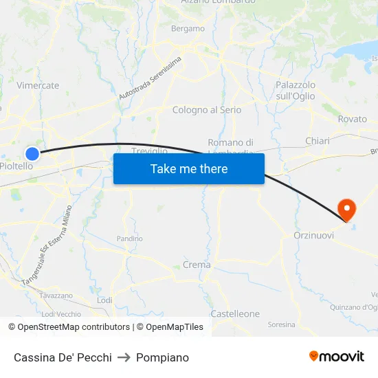 Cassina De' Pecchi to Pompiano map