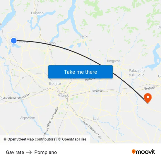 Gavirate to Pompiano map