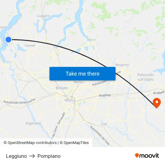 Leggiuno to Pompiano map