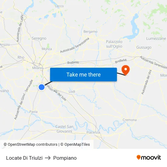 Locate di Triulzi to Pompiano map