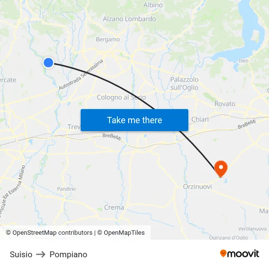 Suisio to Pompiano map
