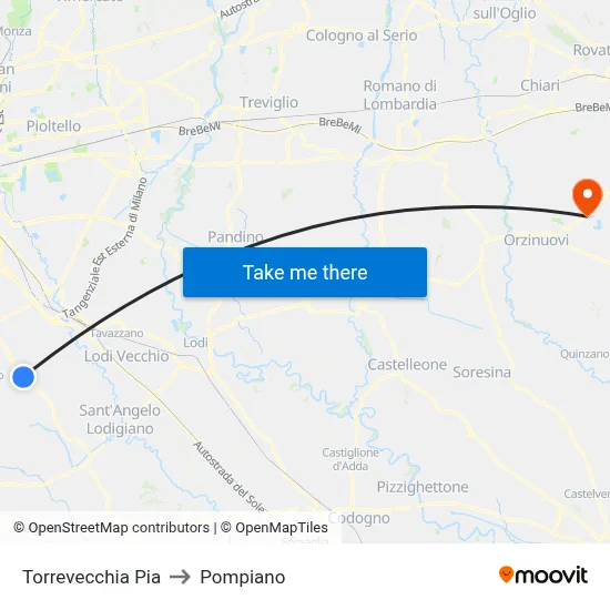 Torrevecchia Pia to Pompiano map