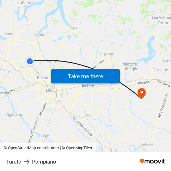 Turate to Pompiano map