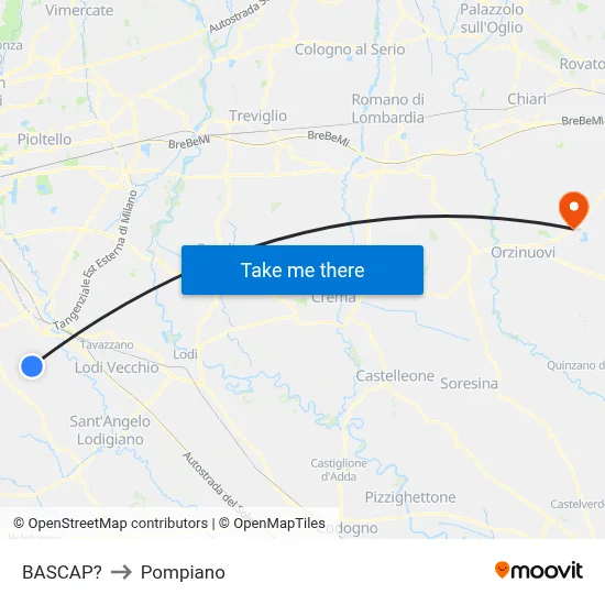 Bascap to Pompiano map