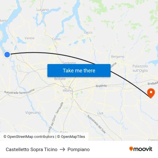 Castelletto Above Ticino to Pompiano map