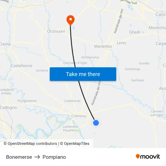 Bonemerse to Pompiano map