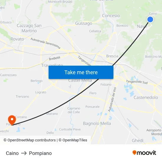 Caino to Pompiano map