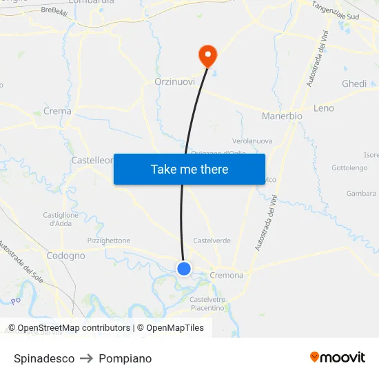 Spinadesco to Pompiano map