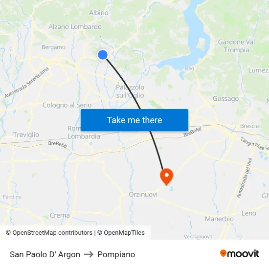 San Paolo d'Argon to Pompiano map