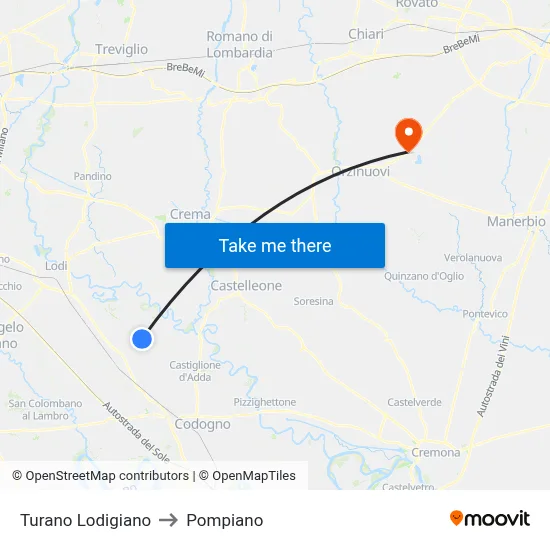 Turano Lodigiano to Pompiano map