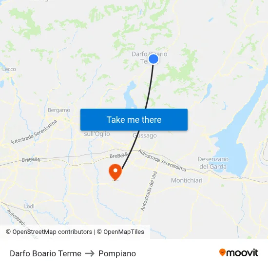 Darfo Boario Terme to Pompiano map