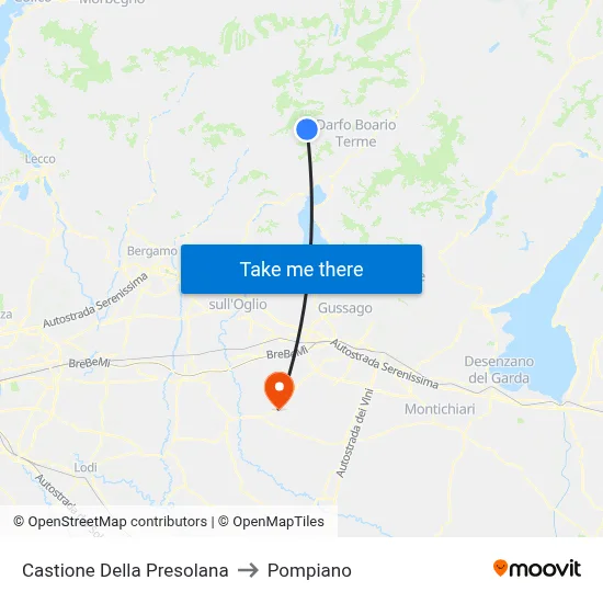 Castione Della Presolana to Pompiano map