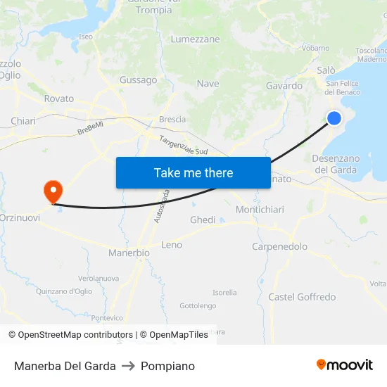 Manerba Del Garda to Pompiano map