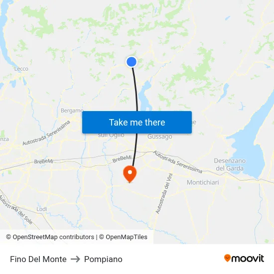 Fino del Monte to Pompiano map