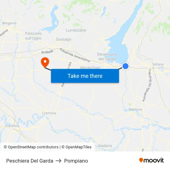 Peschiera Del Garda to Pompiano map
