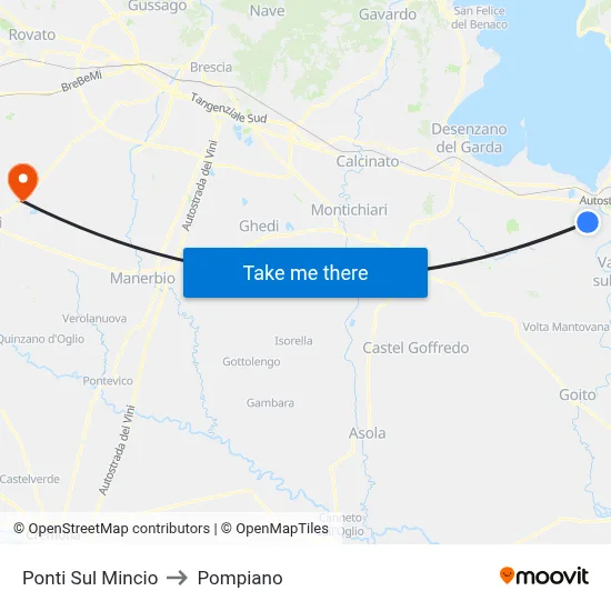 Ponti Sul Mincio to Pompiano map